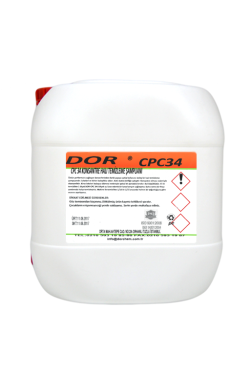 30 KG DOR-CPC34 ENDÜSTRİYEL KONSANTRE HALI ŞAMPUANI 30 KG DOR-CPC34 ENDÜSTRİYEL KONSANTRE HALI ŞAMPUANI