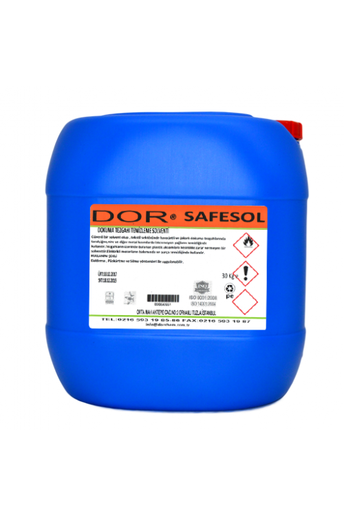 30 KG DOR-SAFESOL DOKUMA TEZGAHI TEMİZLEME SOLVENTİ 30 KG DOR-SAFESOL DOKUMA TEZGAHI TEMİZLEME SOLVENTİ